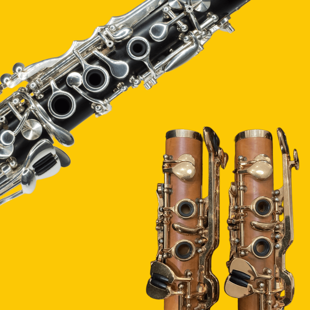 Detailaufnahme von mehreren Klarinetten