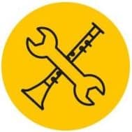 Icon mit einer Klarinette und einem Schraubenschlüssel
