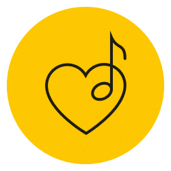 Icon mit einem Herz und einer Musiknote