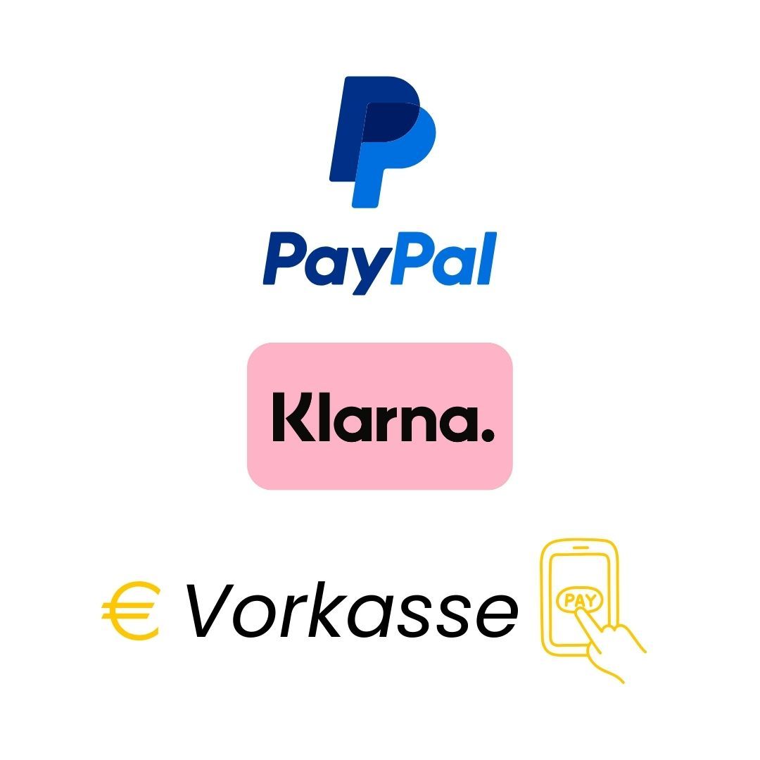 PayPal, Klarna und Vorkasse Logos